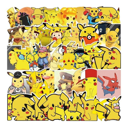 50 Stickers De Pikachu / Pokemon - Etiquetas Autoadhesivas