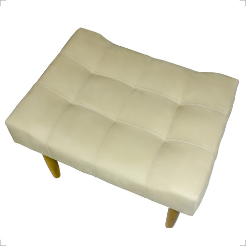 Puff Decorativo Retangular Requinte Pé Palito Suede Bege