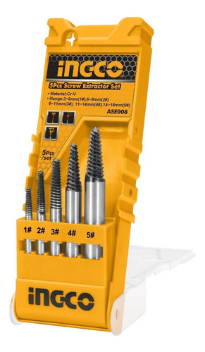 Juego Extractor De Pernos Industrial 5 Pzas Ingco
