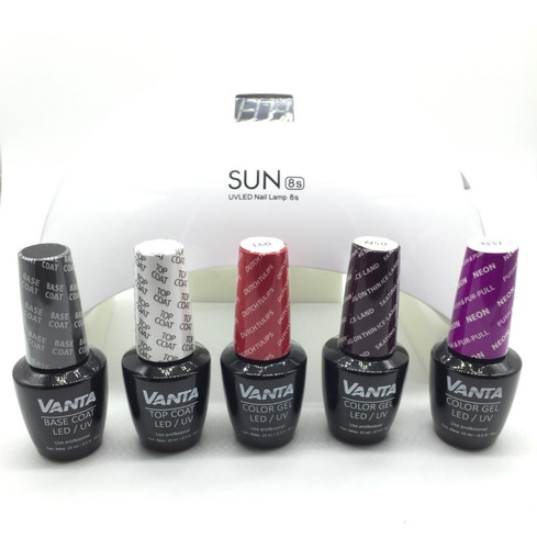 Kit Esmaltado Uñas Semi Base+top+3colores Cabina Sun S8 48w 