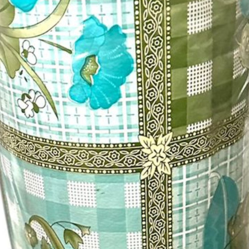 Mantel Con Felpa Blanca - 1.40 Ancho - 30mts Largo Turquesa Flores Turquesas