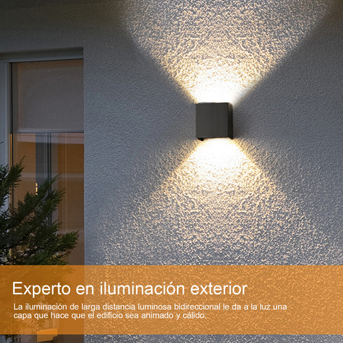 Doremama 12W Luz De Pared Luz Arbotante Led Pared Uso Exterior 3000K Luz Amarilla Cálida Moderno Iluminación Lámpara, Negro