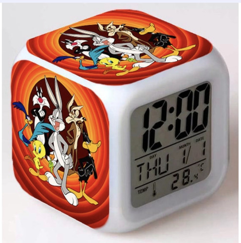 Reloj Despertador  Looney Tunes, Bugs Bunny, Piolin,tazmania