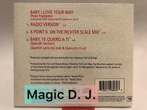 Big Mountain Cd Baby I Love Your Way 1994 Limited Edition (Usado)