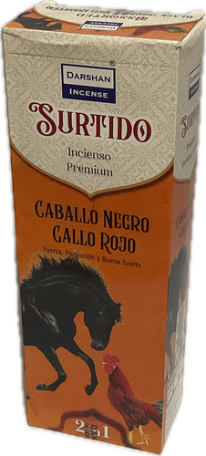 Incienso Darshan Hexagonal Caballo Negro Gallo Rojo
