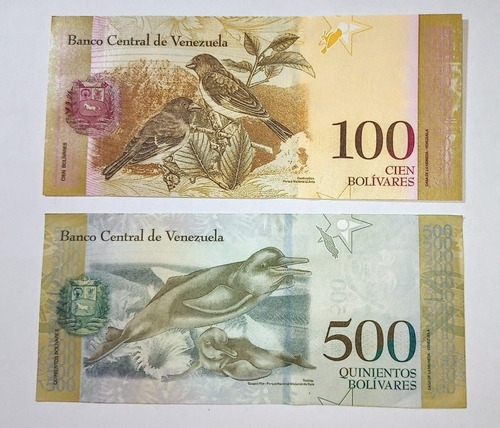 2 Billetes De Venezuela 100- 500 Bolivares Unc