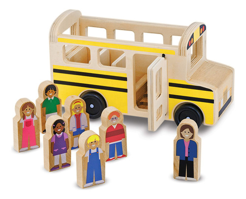 Juego De Madera Autobús Escolar Con 7 Figuras Para Niños