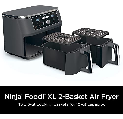 Freidora Ninja Foodi Dz401, 10 Litros, 6 En 1, Dualzone Xl,