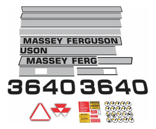 Adesivo Massey Ferguson Mf 3640 Colheitadeira + Etiquetas Mk
