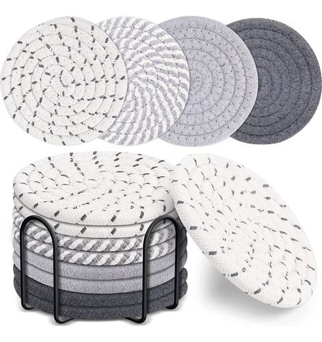 Posavasos Mckanti De 8 Piezas Con Soporte, 4 Colores Que Abs