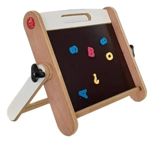 Robincool Pizarra 2 En 1 Montessori De Madera Ecológica (41x35x65 Cm) – Pizarra Magnética Y De Tiza Con Accesorios, Ideal Para Niños De 3 Años En Adelante