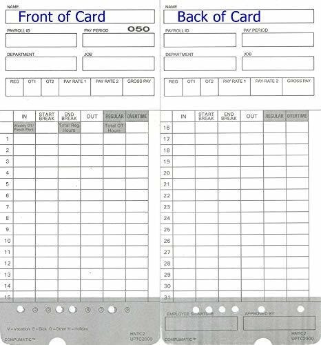 100 Tarjetas De Tiempo Para Upunch Hn4000 Autoalign