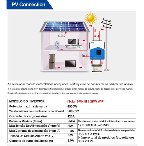 Inversor Híbrido Easun On/off Grid 6.2kw 48/220v Com Wifi