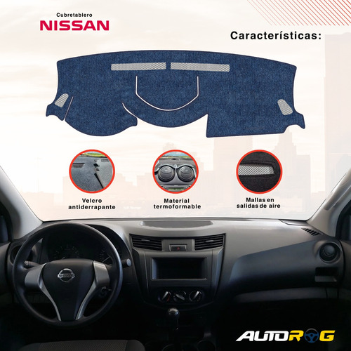 Cubretablero Para Nissan Pick-up Sin Usb Mod 2023 Bordado Azul Turquesa-azul Acero N37-g/xns37b