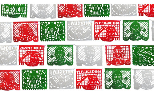 20 Piezas De 5 Metros Enramada En Plástico 16 De Septiembre Tricolor Fiestas Patrias