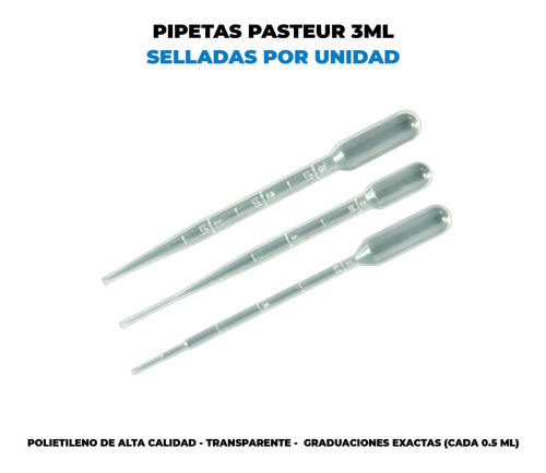 Pipeta Pasteur Gotero De Polietileno Estéril 3ml X 100u 