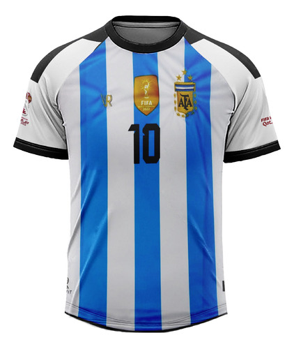 Camiseta Argentina Clásica- 3 Estrellas Bordadas 