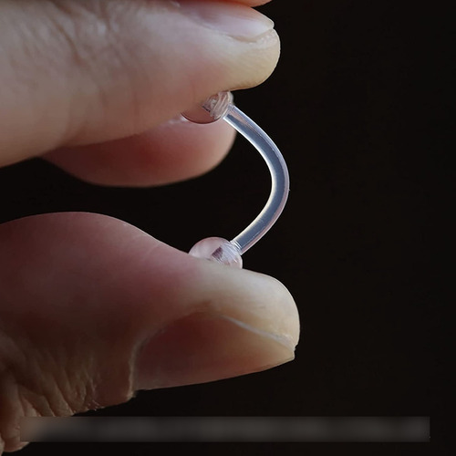 Piercing Barbell De Teflon Flexible Para Lengua Color Bolas Acrilico Negras