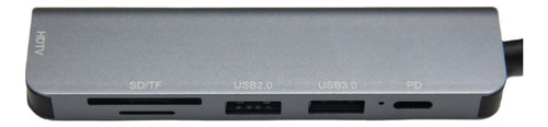 Adaptador Hub Tipo-c Hdmi / Pd / 1 Usb 2.0 / 1 Usb 3.0 -