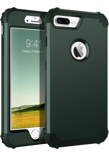 Funda iPhone 8 Plus/7 Plus Bentoben Schockproof Dark Green