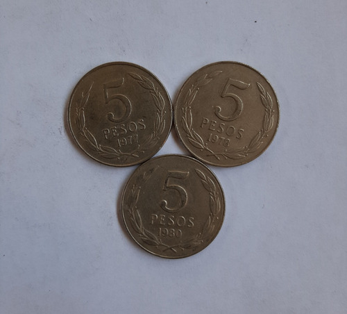 3 Monedas De 5 Pesos