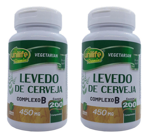 Levedo De Cerveja 450mg 200 Comprimidos Unilife 2 Uni