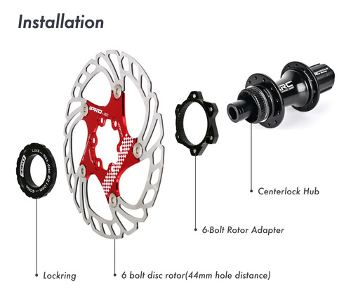 Djc Centerlock A 6 Pernos Adaptador Del Rotor Con Bloqueo, 6