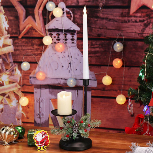 Centro De Mesa Con Portavelas Navideño S6, Con 2 Portavelas