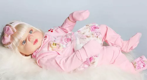 Boneca Bebê Reborn Corpo De Silicone Aurora Loira + Enxoval