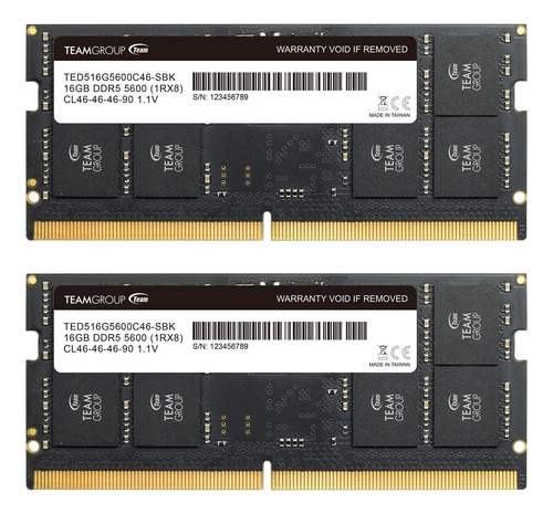 Memoria Ram Teamgroup Elite Sodimm Ddr5 32gb 16x2gb 5600mhz