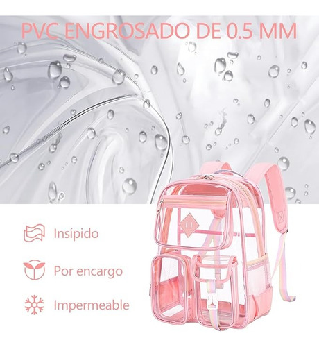 Mochila Transparente, Mochila Escolare Para Jóvenes Y Niños Color Rosa