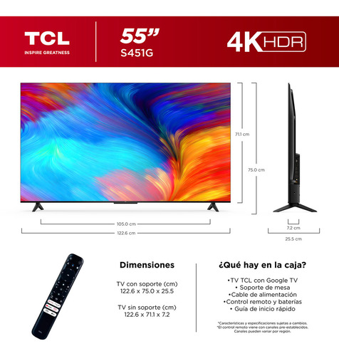Smart Tv Tcl 55s451g 55 Pantalla 55 4k Led