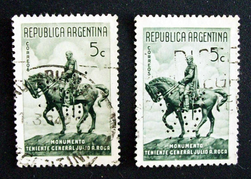 Argentina - Lote 2 Sellos Perfins Diferentes Usados L2310