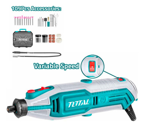 Mini Torno Total Tg513326 130w Velocidad Variable 109 Acces