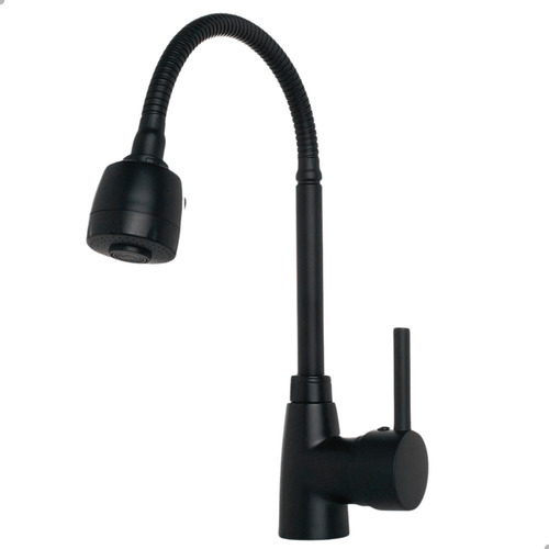 Torneira Misturador Gourmet Bancada Preto Fosco - Duplo Jato Monocomando Mangueira Flexível em Metal