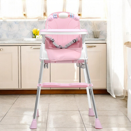 Silla Alta Periquera 3 En 1 Bebe Ajustable Comer Rosa Periquera Rosa