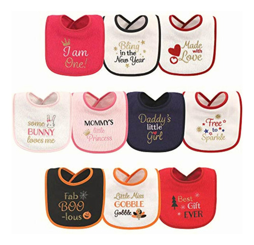 Hudson Baby Baberos Unisex De Algodón De Rizo Con Relleno