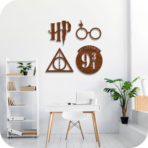 Set X4 Cuadros Harry Potter 9 3/4 Listo Colgar Calado Deco