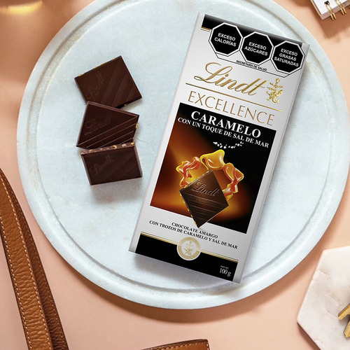 Pack 6 Chocolates Amargo Lindt Caramelo Y Sal De Mar 100g