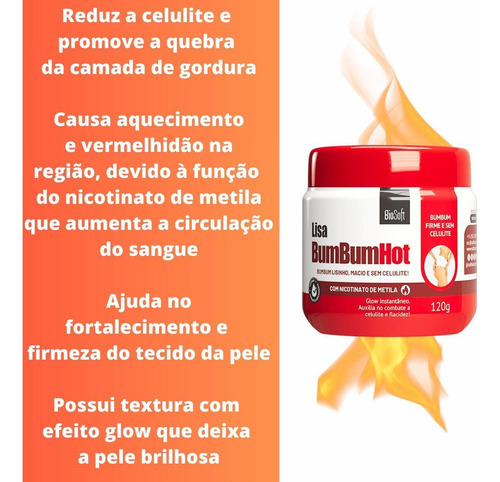Creme Redutor De Celulite Lisa Bumbum Hot Bio Soft 120g