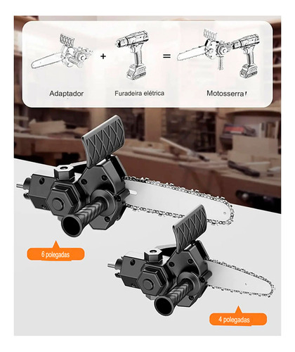 Adaptador Conversor Mini Motosserra P/ Furadeira Lamina 11cm Cor Laranja