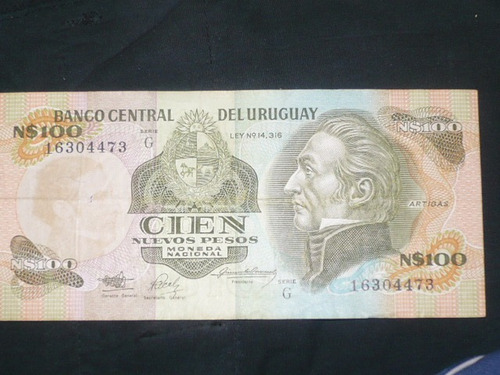 Billete De 100 Pesos Uruguayos Ley Nro 14,316