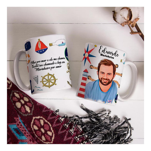 Caneca Caricatura Personalizada Profissão Marinheiro 325 Ml