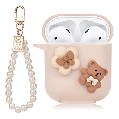 Funda Linda AirPods Diseño De Oso Encantador Y Cadena ...