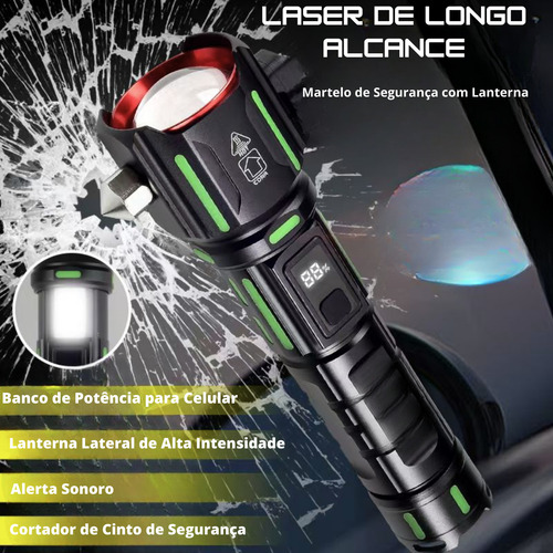 Lanterna Luz De Sabre Tática De Led Com Quebra Vidro 2000m
