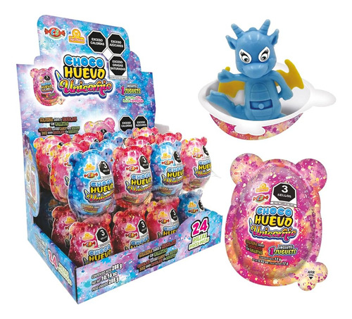 Pack 3 Choco Huevo Sorpresa Tipo Kinder, Unicornio 24 Pz C/u