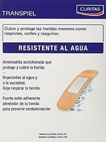 Curitas Transpiel Reistente Al Agua En Caja De 12/100 Pzas