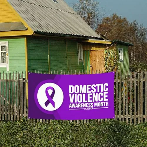 Banner Morado Mes De Concientización Sobre La Violencia Domé