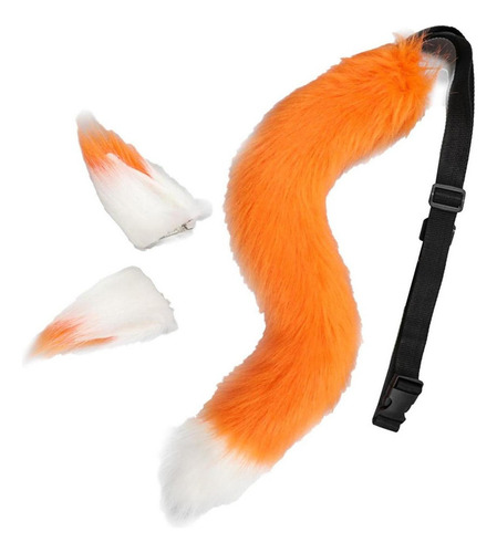 Para Kit De Cola De Orejas De Zorro De Peluche Naranja
