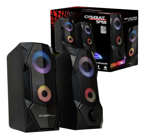 Cornetas Argom Combat Gaming S68 2  5w Hifi Led Rgb Bagc